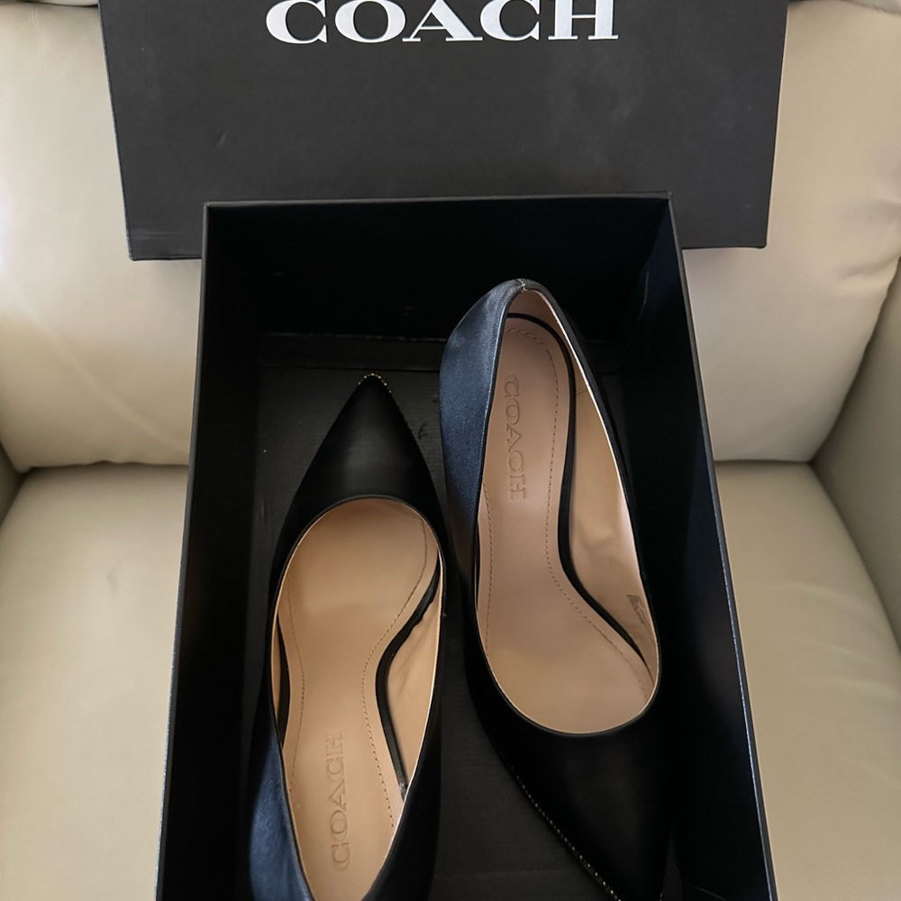 Coach Elegant Black Leather Heels